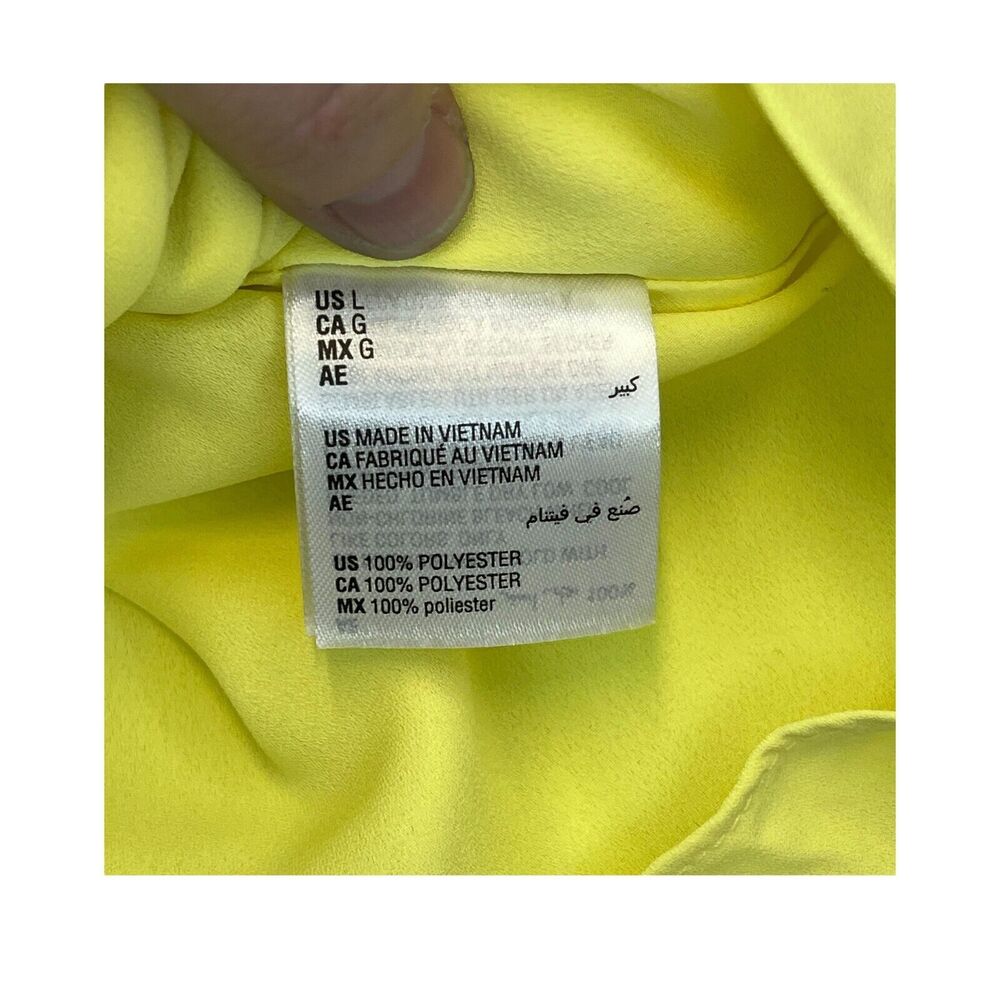 Alfani Blouse Top Women's Large Yellow Daffodil Polyester Modern Fit Notch Lapel - Picture 6 of 7